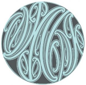 Light blue and grey Counting Ourselves logo, circle with Māori design elements