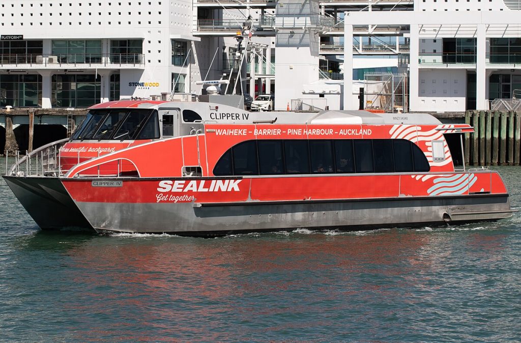 fast-looking red sealink ferry